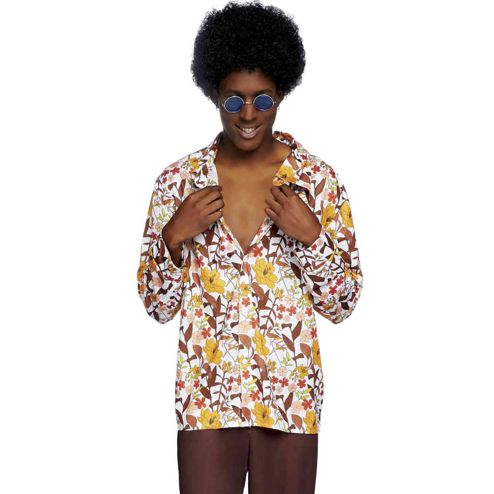 Leg Avenue - Mens 70s floral shirt Kostuum - Multicolours